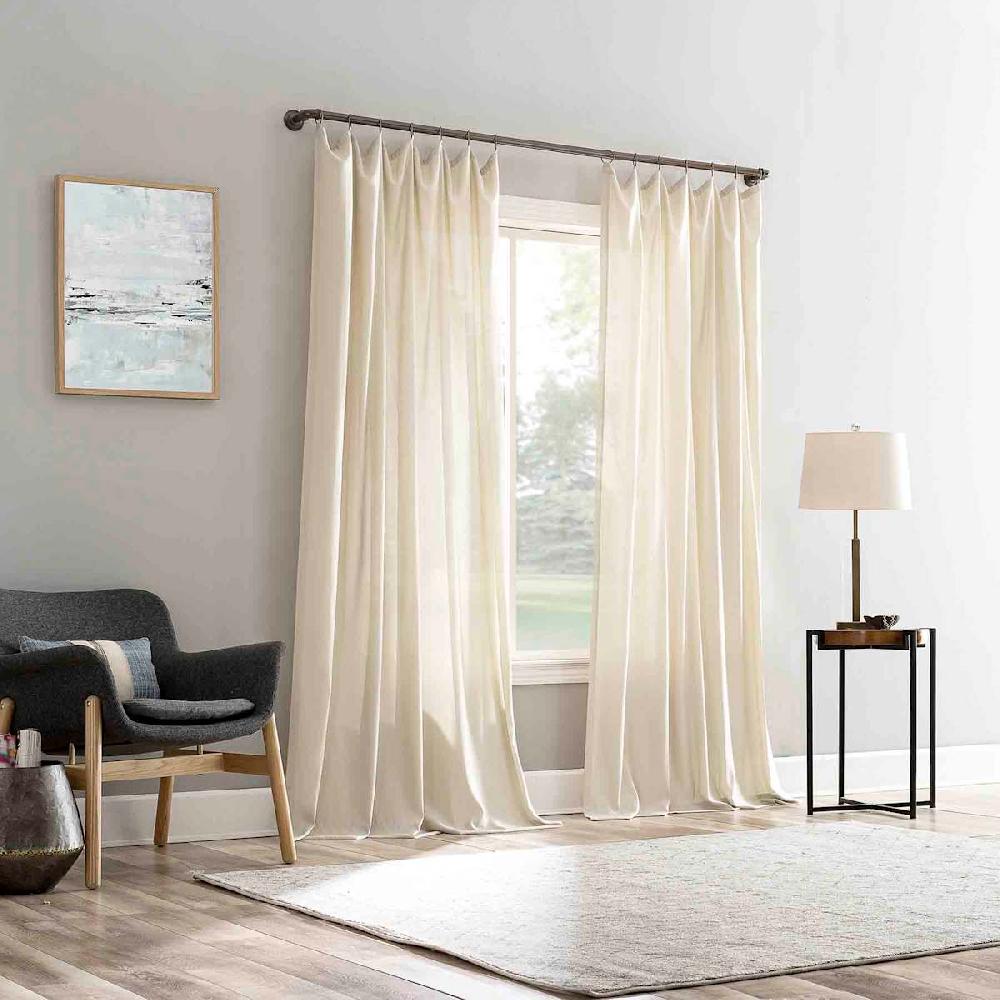 At Home Lathan Taupe Sheer Ring Top Single Curtain Panel 84"