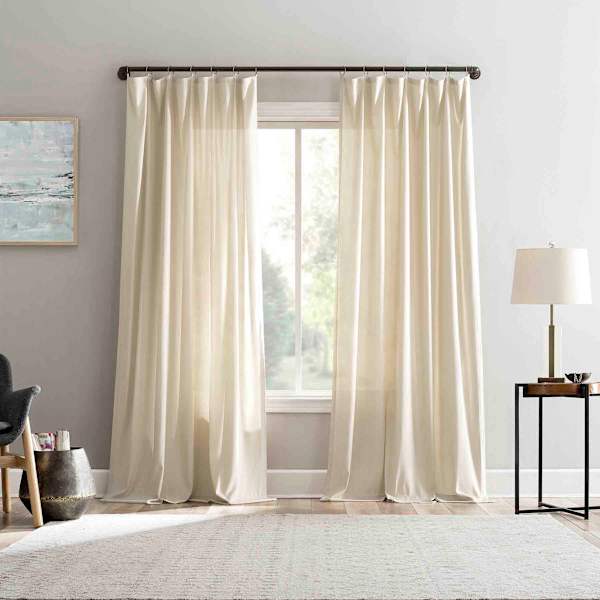 at home Lathan Taupe Sheer Ring Top Single Curtain Panel 84"