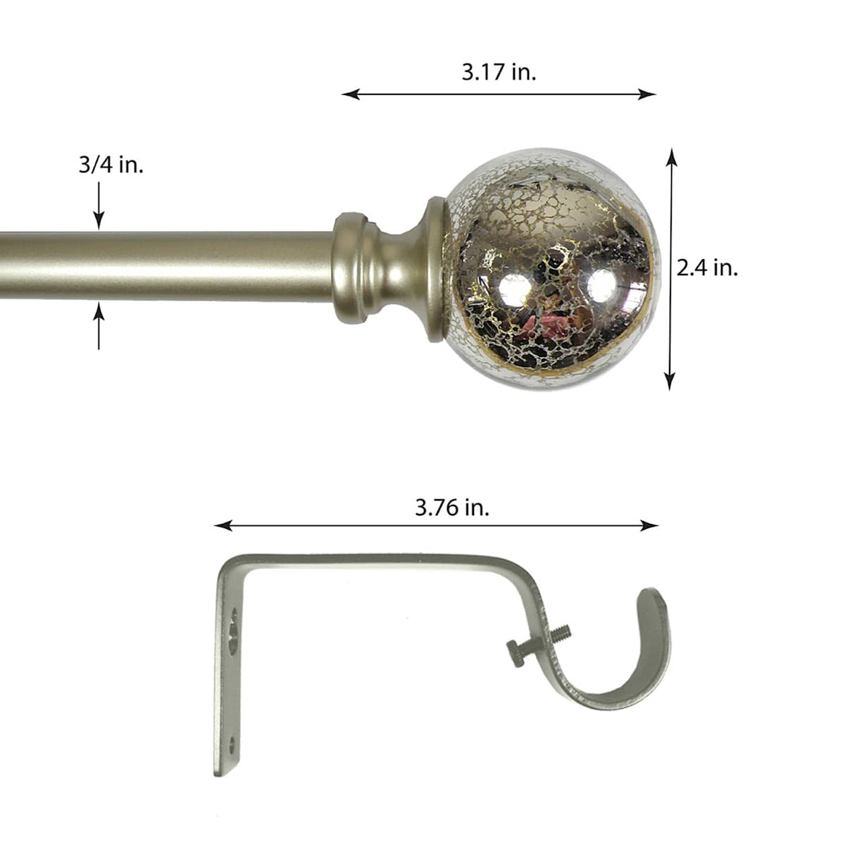 At Home Laurel 3/4" Mercury Glass Ball Curtain Rod 48-84"