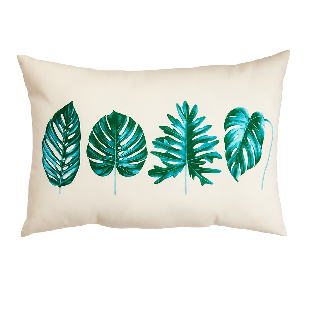 At Home Leaf Print Lumbar Outdoor Throw Pillow 14x20