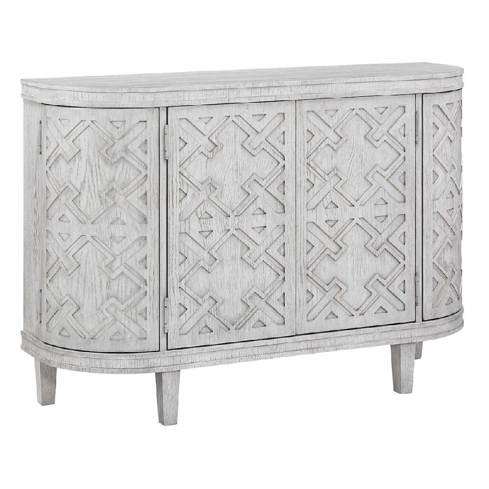 At Home Lena Faux Wood Textured Media Cabinet White