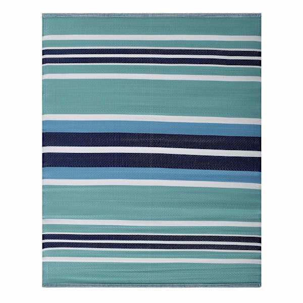 at home Light Blue Striped Plastic Outdoor Area Rug 6x9