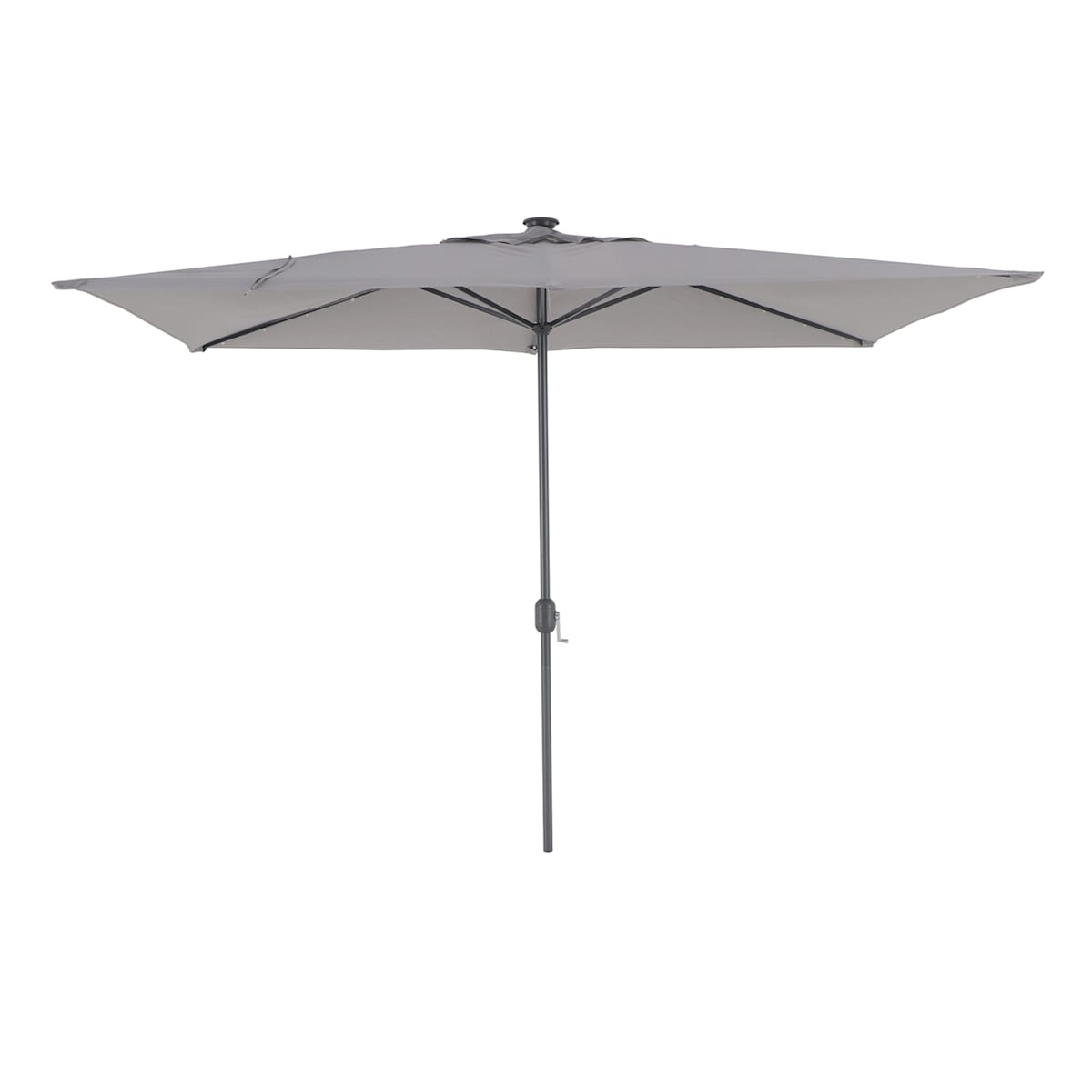 At Home Light Grey Rectangle LED Crank Patio Umbrella 6.5x10'