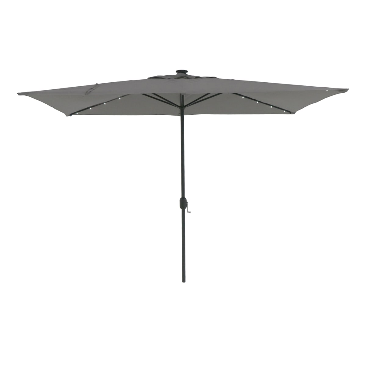 At Home Light Grey Rectangle LED Crank Patio Umbrella 6.5x10'