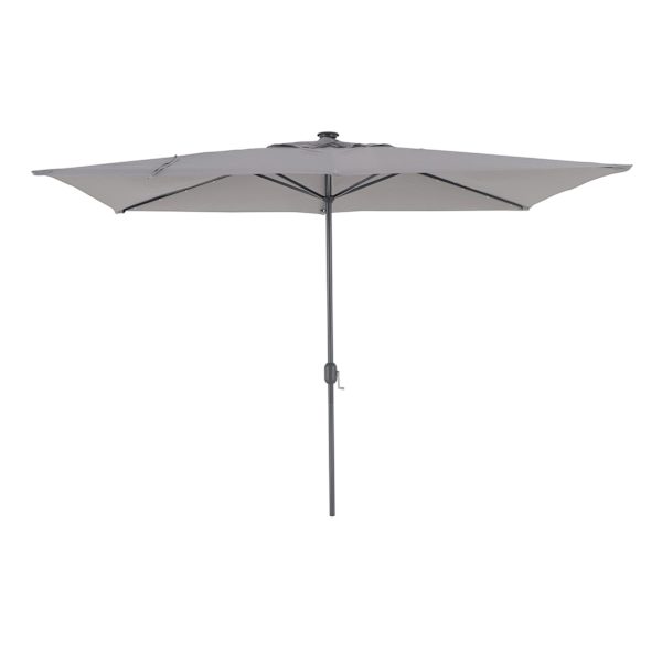 at home Light Grey Rectangle LED Crank Patio Umbrella 6.5x10'