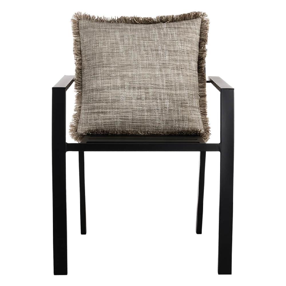 At Home Light Grey Solid Woven With Fringe Outdoor Throw Pillow 18"