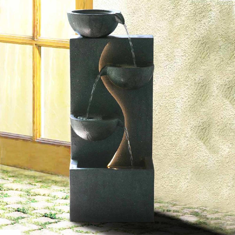 At Home Lighted Modern Bowl Standing Outdoor Fountain Grey 31.5"