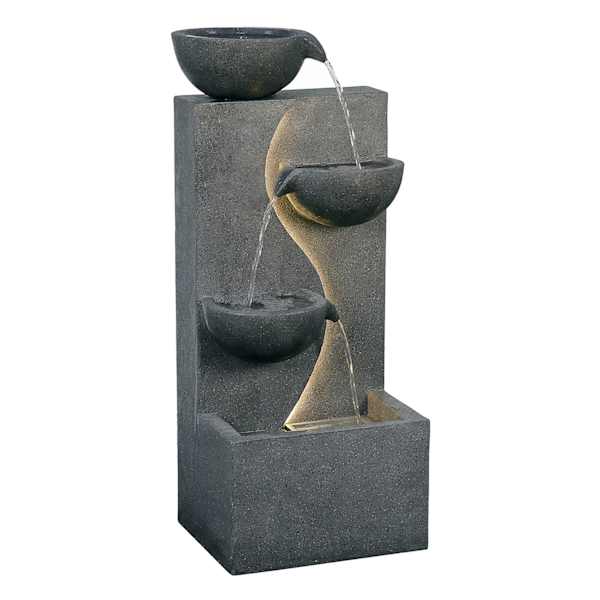 at home Lighted Modern Bowl Standing Outdoor Fountain Grey 31.5"