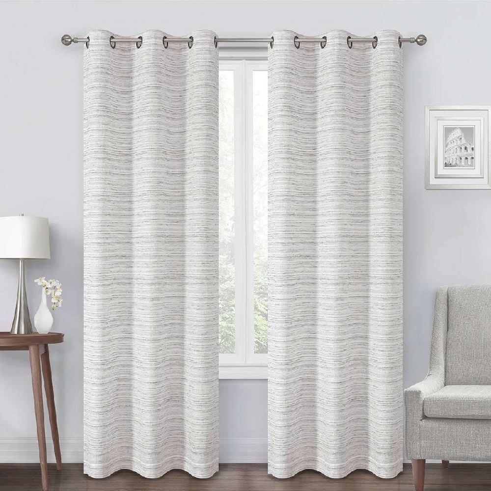 At Home Linen Textured Chenille Light Filtering Grommet Curtain Panel 84"
