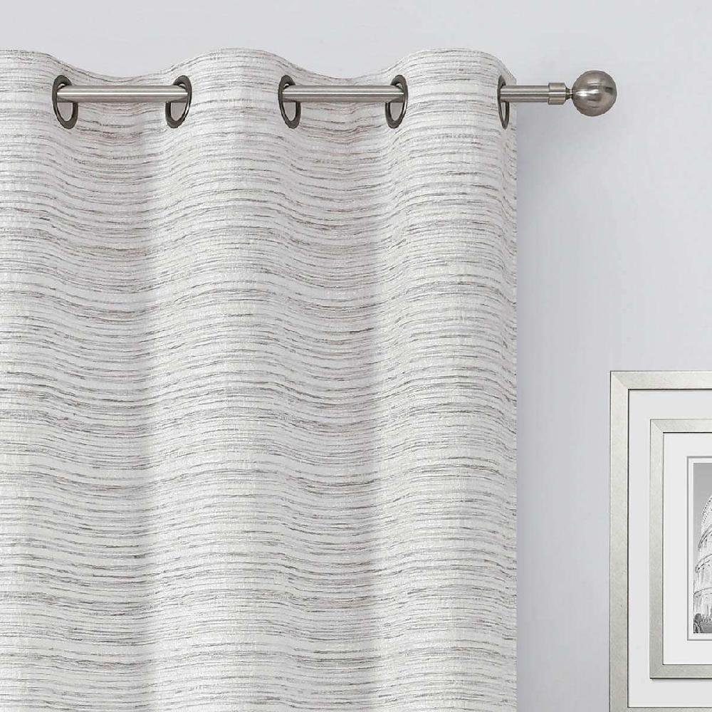 At Home Linen Textured Chenille Light Filtering Grommet Curtain Panel 84"