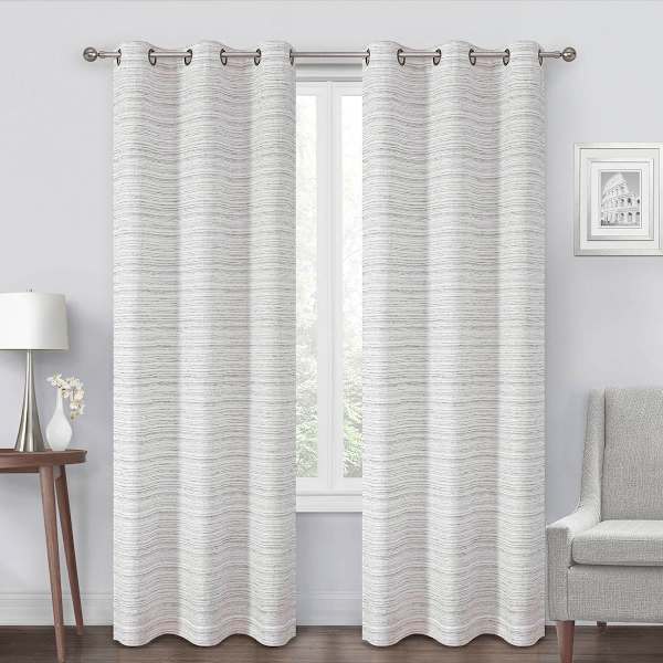 at home Linen Textured Chenille Light Filtering Grommet Curtain Panel 84"