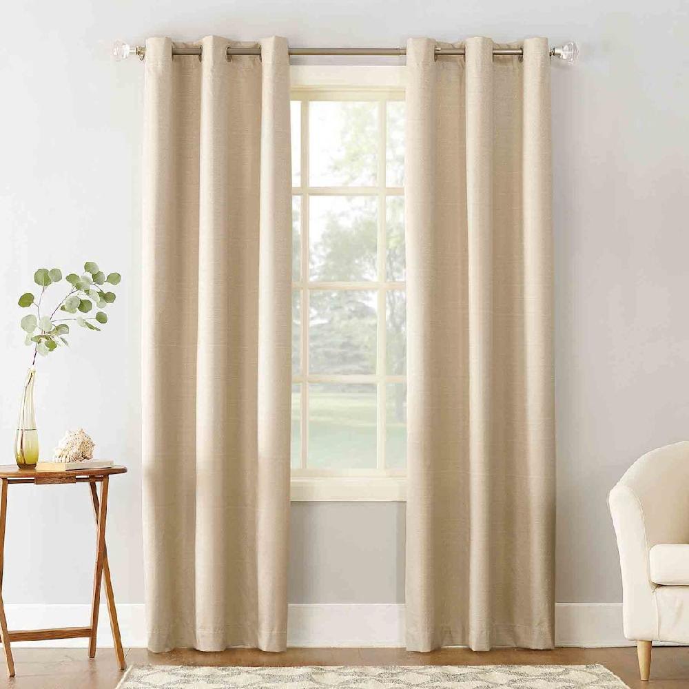 At Home Linen Thermal Room Darkening Grommet Curtain Panel 84"