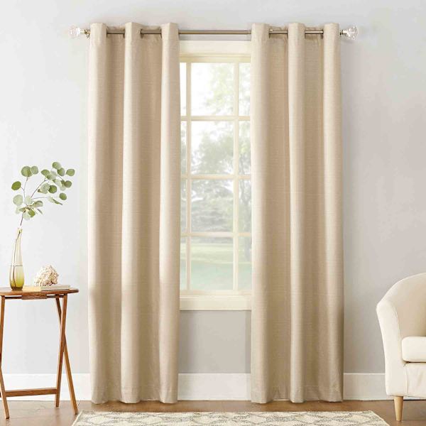 at home Linen Thermal Room Darkening Grommet Curtain Panel 84"