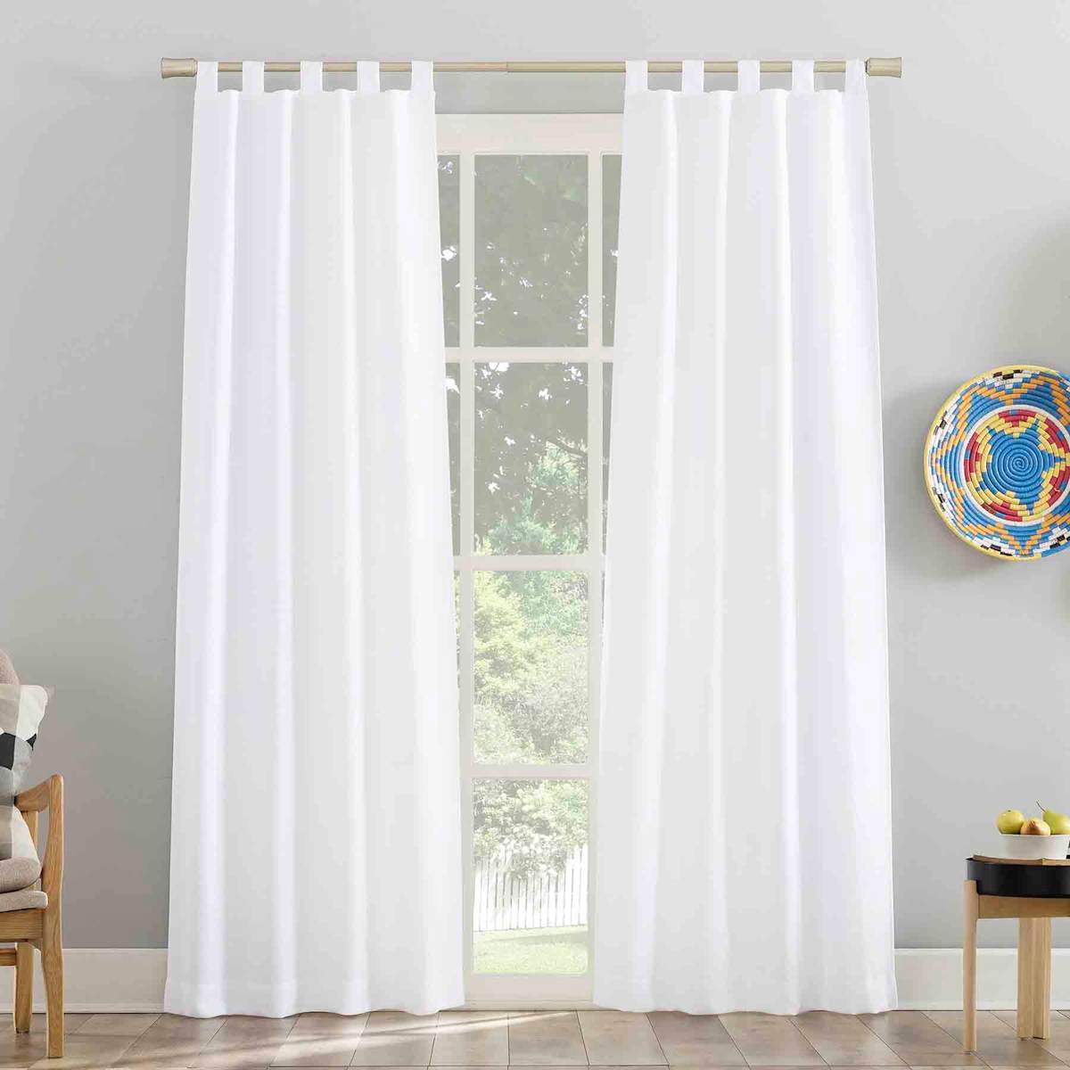 At Home Maddie White Tab Top Light Filtering Curtain Panel 84"