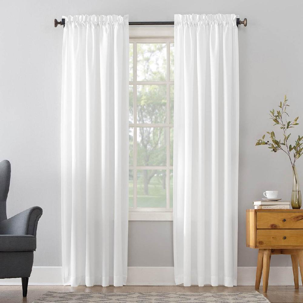 At Home Madison White Pole Top Room Darkening Curtain Panel 63"