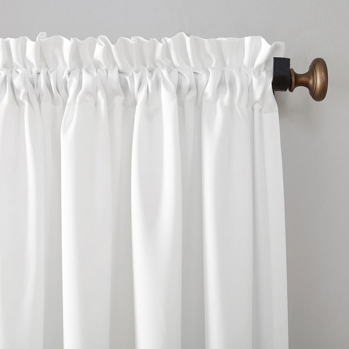 At Home Madison White Pole Top Room Darkening Curtain Panel 63"