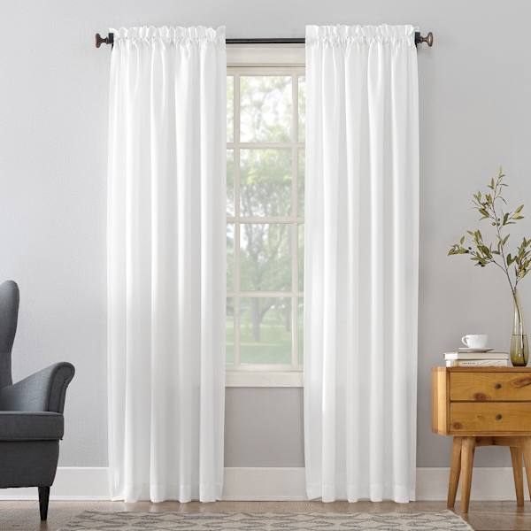 at home Madison White Pole Top Room Darkening Curtain Panel 63"