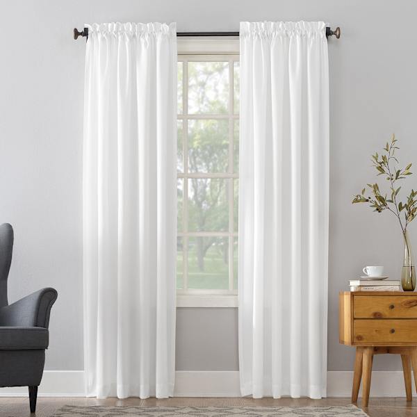 at home Madison White Pole Top Room Darkening Curtain Panel 84"