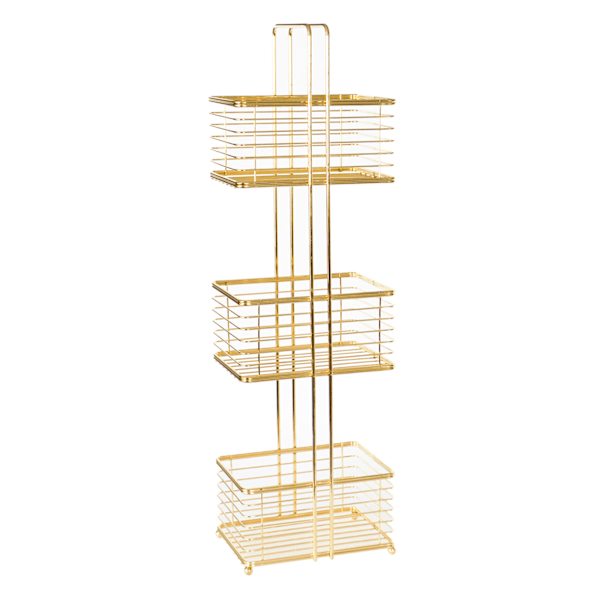 at home Manhattan 3-Tier Square Storage Stand Glazed Gold