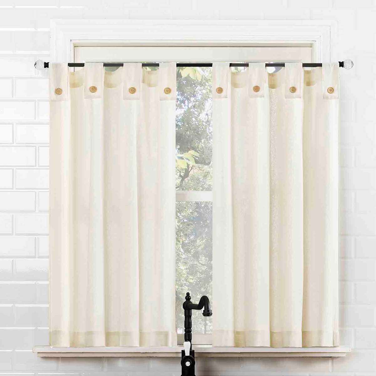 At Home Mason Cream Small Tiered Curtain Panel 54x36