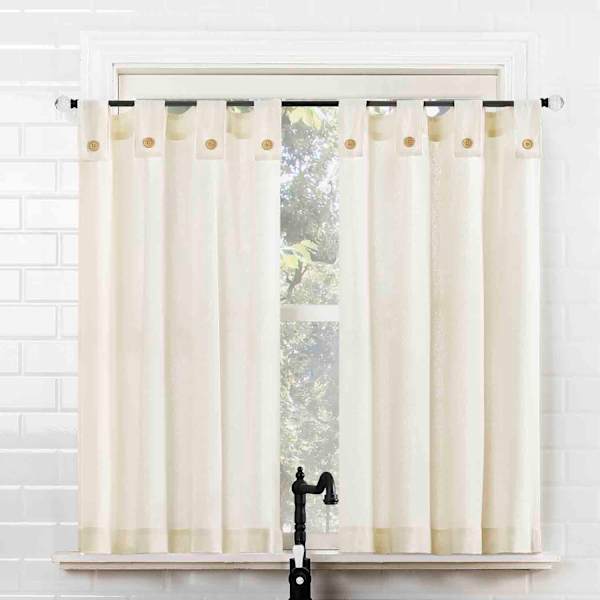 at home Mason Cream Small Tiered Curtain Panel 54x36