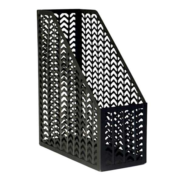 at home Matte Black Chevron Punched Metal File Organizer Magazine Holder
