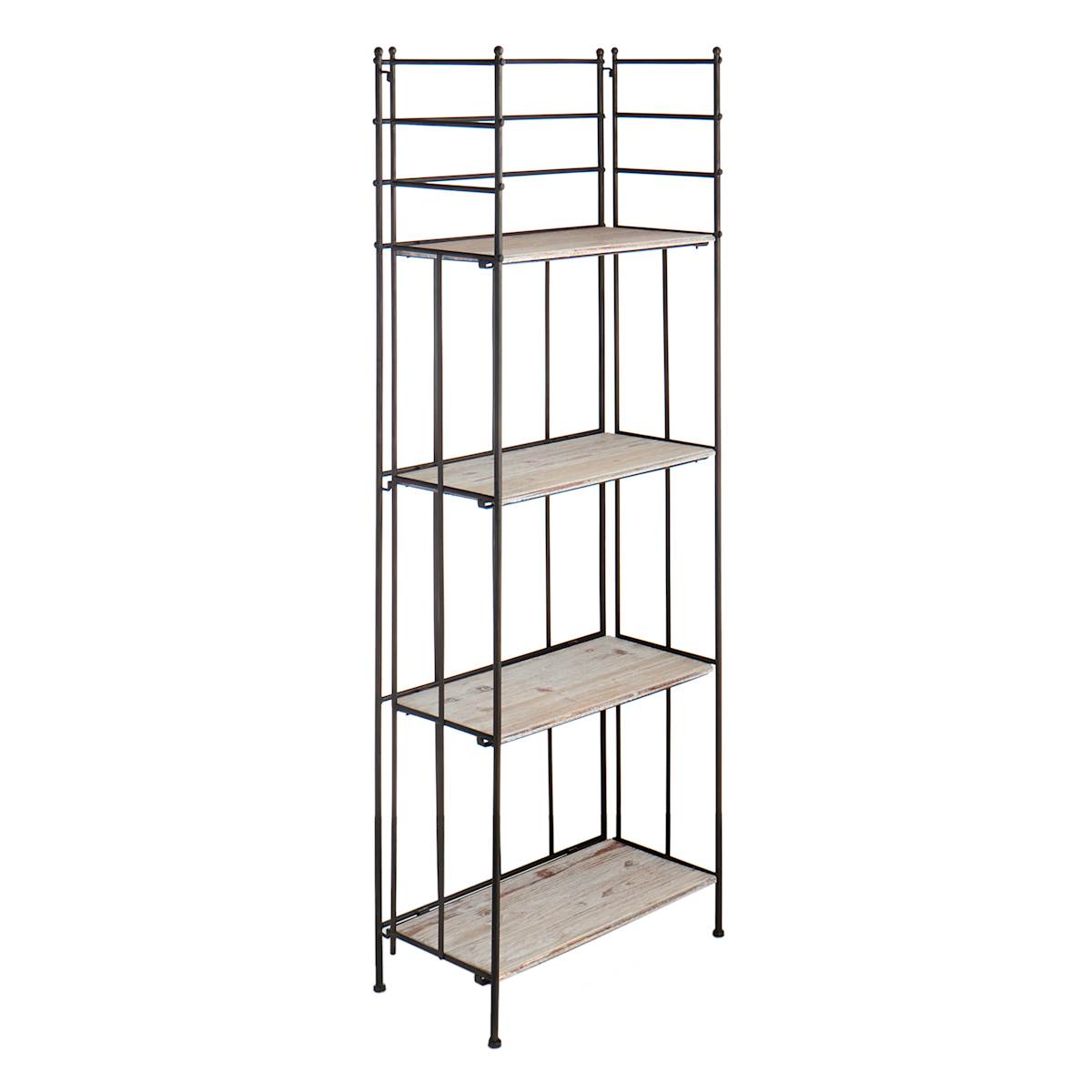 At Home Metal Baker Rack With Folding Wood-Top Shelves 63"