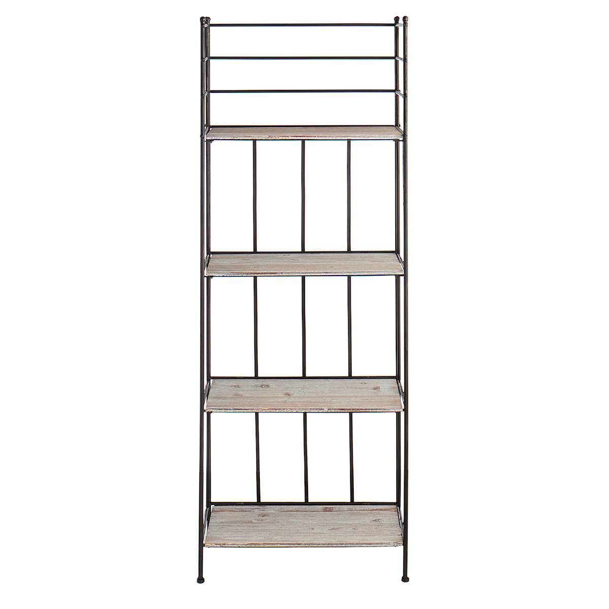 At Home Metal Baker Rack With Folding Wood-Top Shelves 63"
