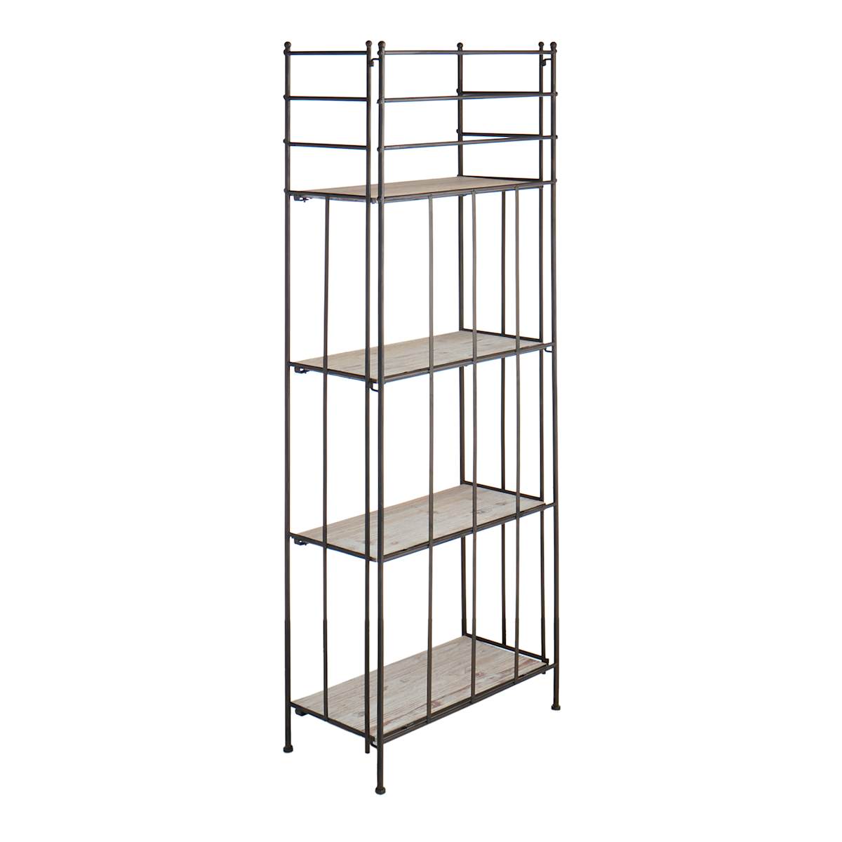 At Home Metal Baker Rack With Folding Wood-Top Shelves 63"