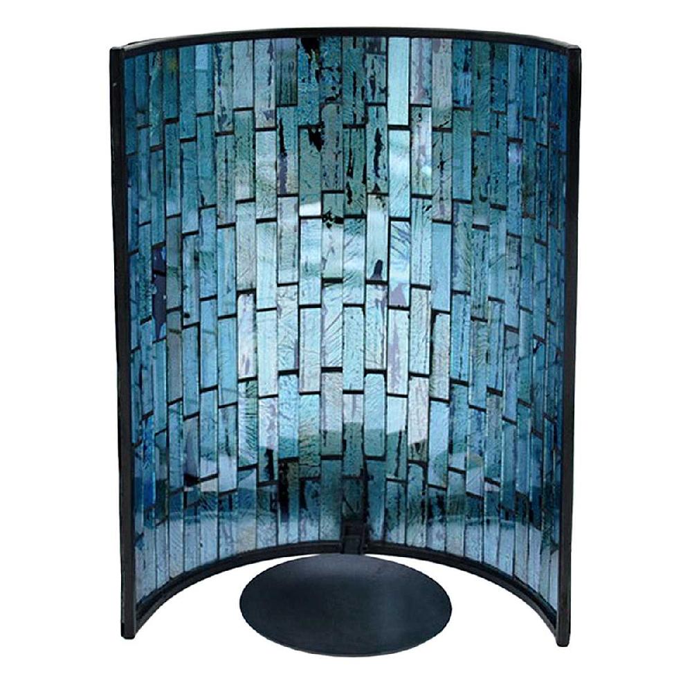 At Home Metal Wall Sconce With Blue Tiled Mosaic Glass 10"