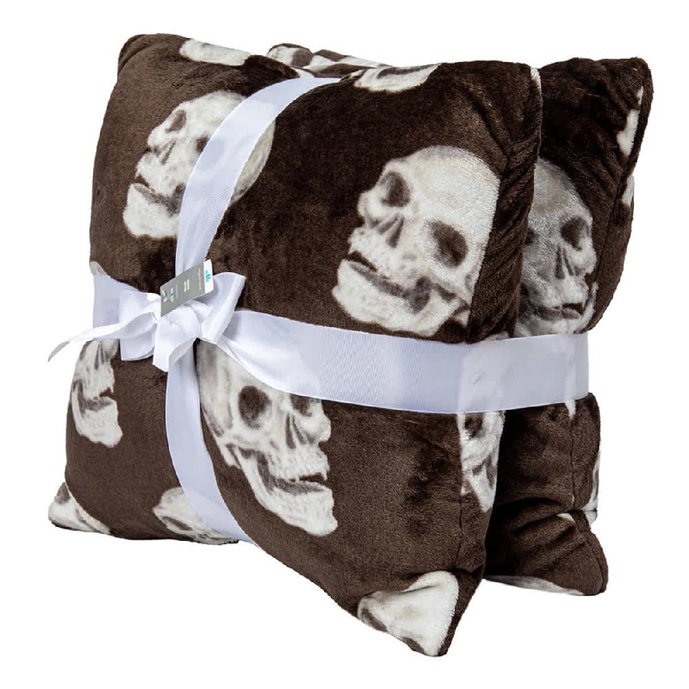 At Home Midnight Shadows 2-Pack Skull Plush Printed Pillows