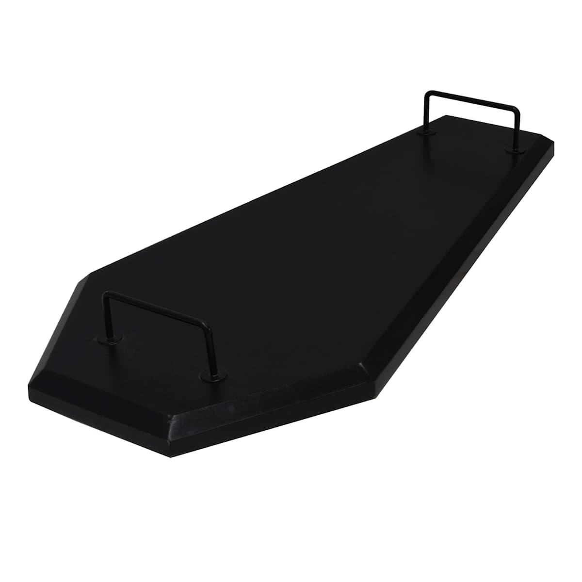 At Home Midnight Shadows Black Wooden Coffin Charcuterie Board With Handles 24x12
