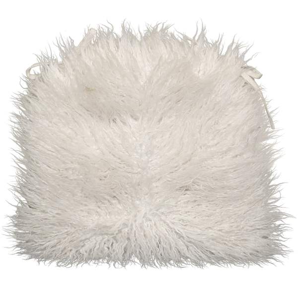 at home Mongolian Faux Fur with White Ties Dining Chair Cushion