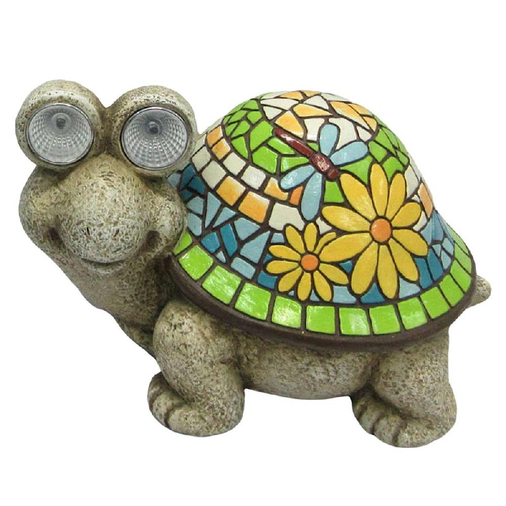 At Home Mosaic Turtle Solar Light Outdoor Garden Statue 10.5x7