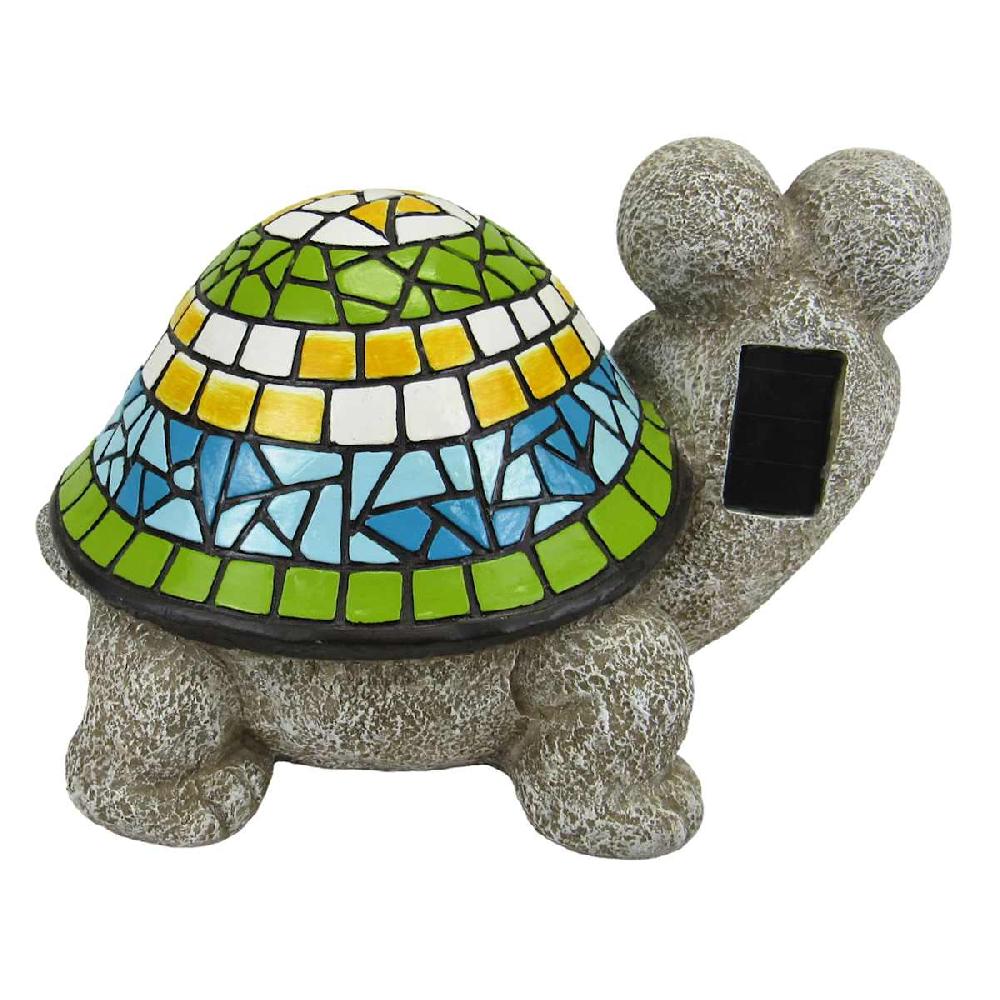 At Home Mosaic Turtle Solar Light Outdoor Garden Statue 10.5x7