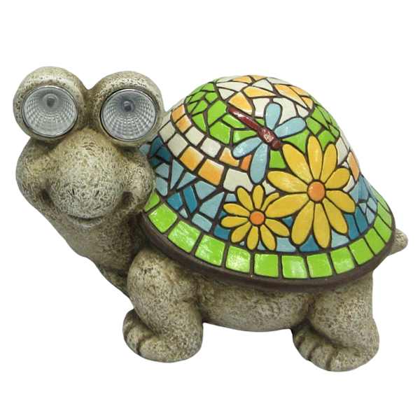 at home Mosaic Turtle Solar Light Outdoor Garden Statue 10.5x7