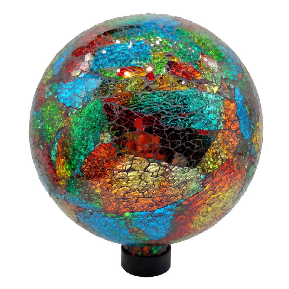 At Home Multicolor Mosaic Glass Garden Gazing Ball 10"