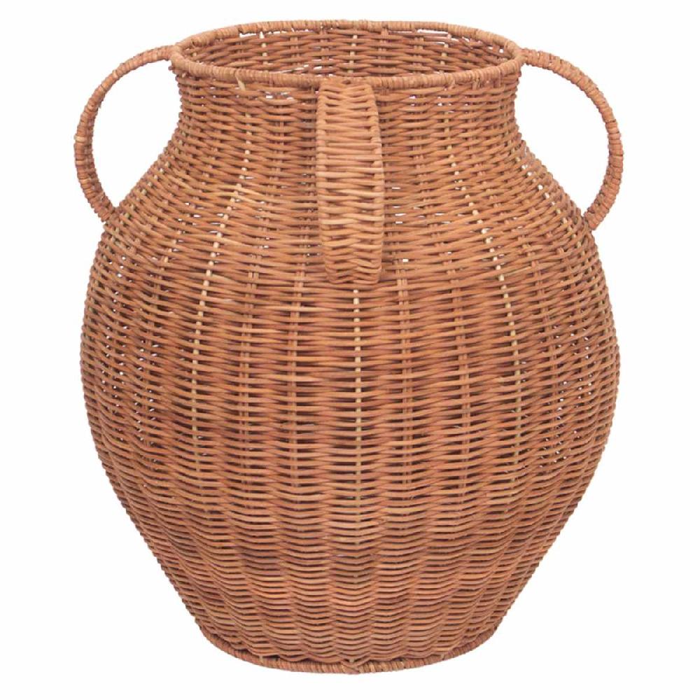 At Home Natural Rattan Decorative Vase With Handle 11.8x14
