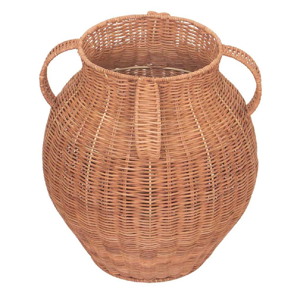 At Home Natural Rattan Decorative Vase With Handle 11.8x14