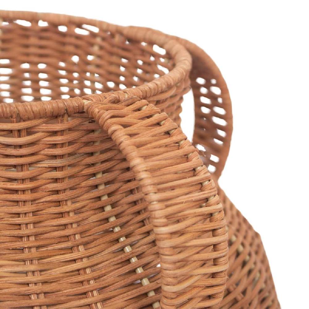 At Home Natural Rattan Decorative Vase With Handle 11.8x14
