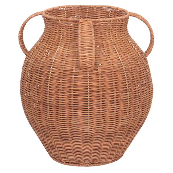 at home Natural Rattan Decorative Vase with Handle 11.8x14