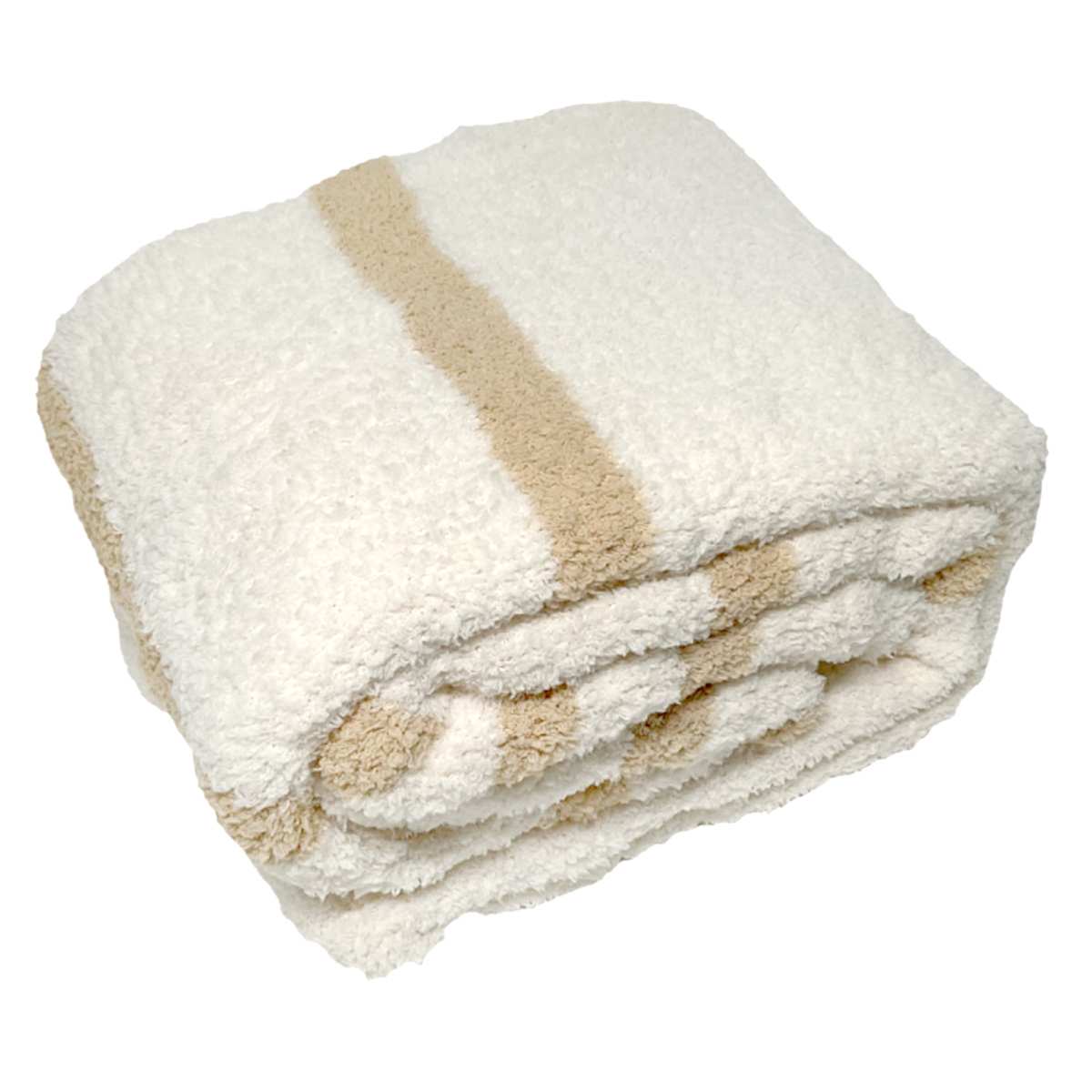 At Home Natural Stripe Cozy Knit Bed Blanket Full/Queen