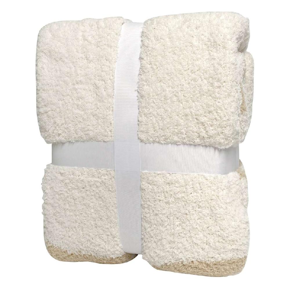 At Home Natural Stripe Cozy Knit Bed Blanket Full/Queen