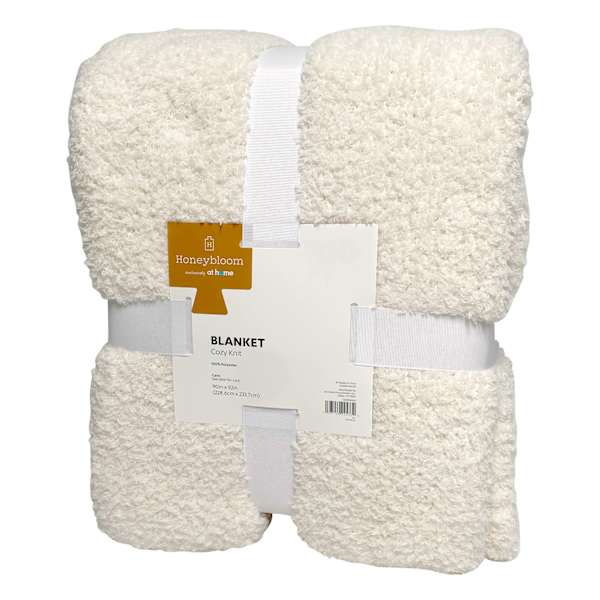 at home Natural Stripe Cozy Knit Bed Blanket Full/Queen