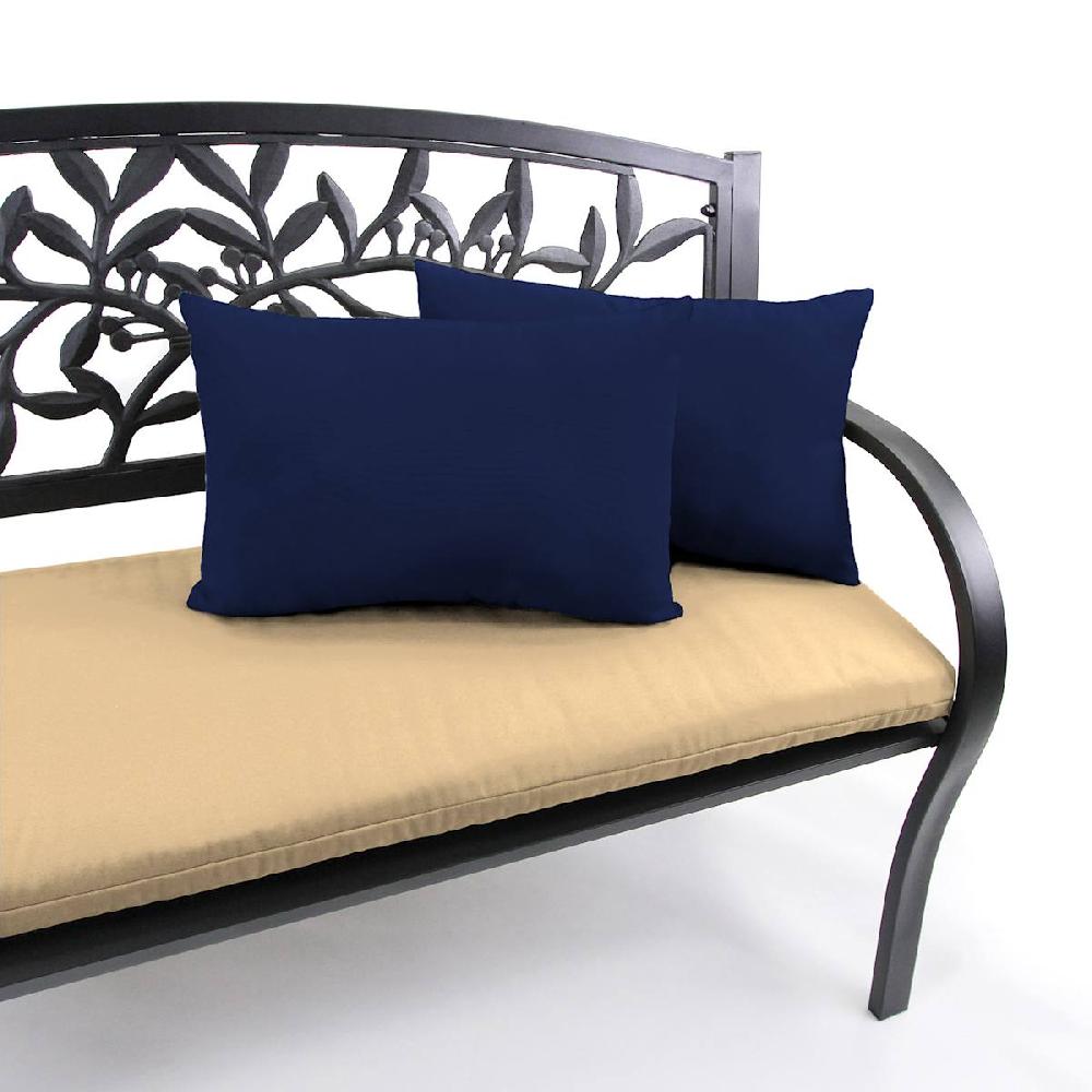 At Home Navy Blue Canvas Lumbar Outdoor Throw Pillow 14x20