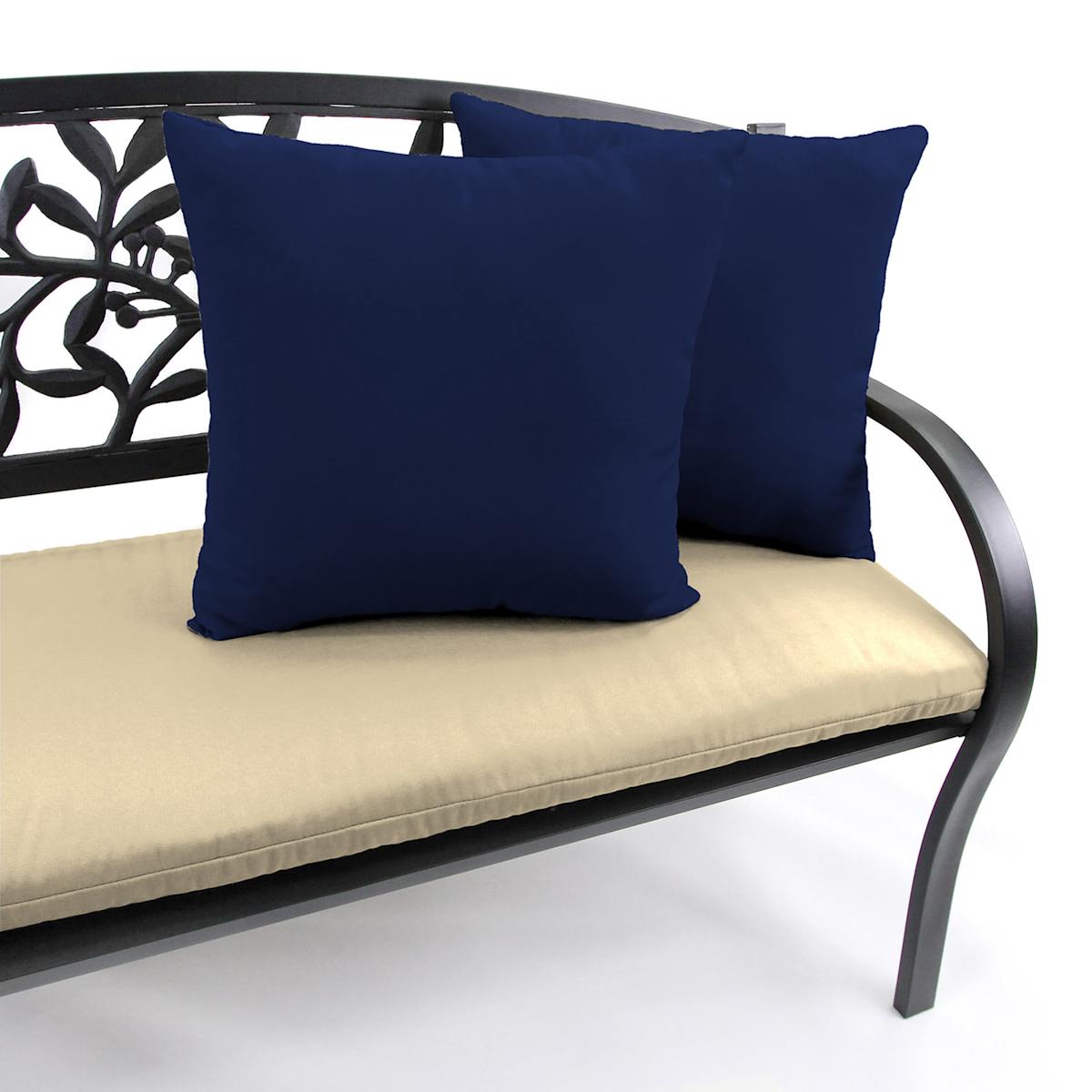 At Home Navy Blue Canvas Square Outdoor Throw Pillow 16"