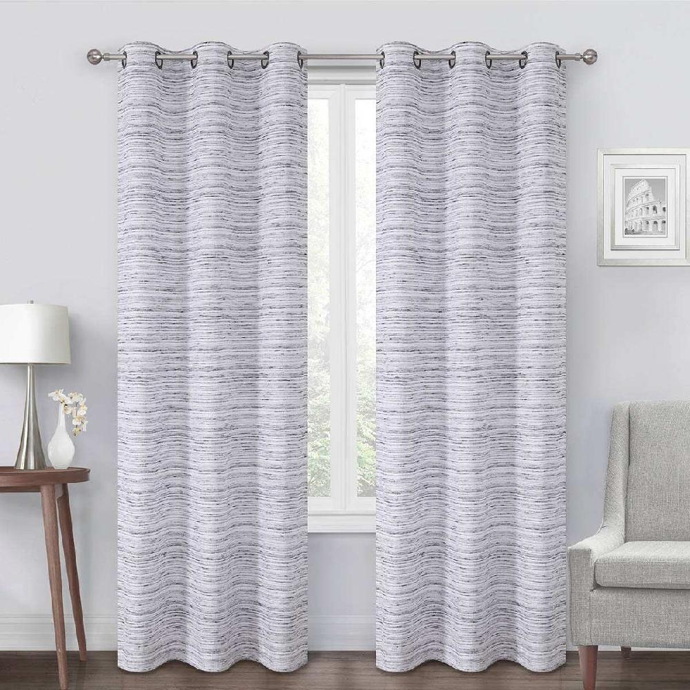 At Home Navy Textured Chenille Light Filtering Grommet Curtain Panel 84"