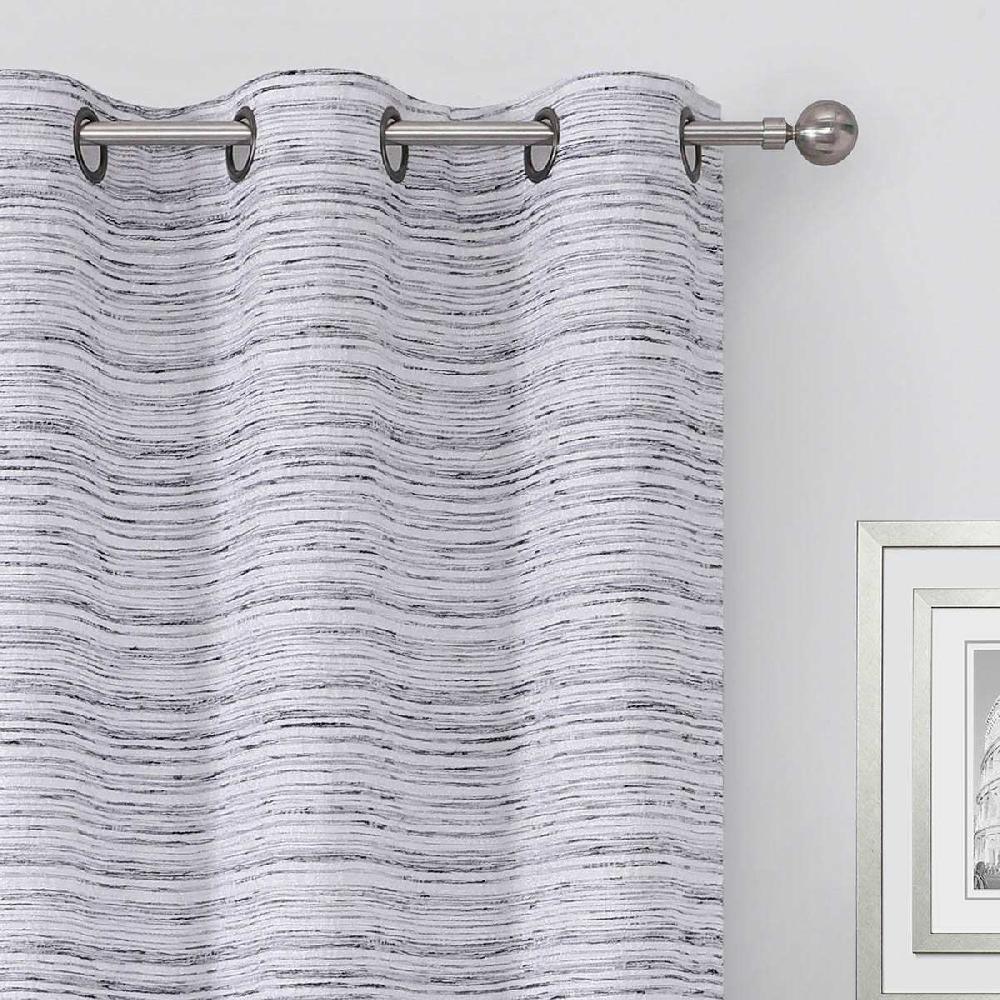 At Home Navy Textured Chenille Light Filtering Grommet Curtain Panel 84"