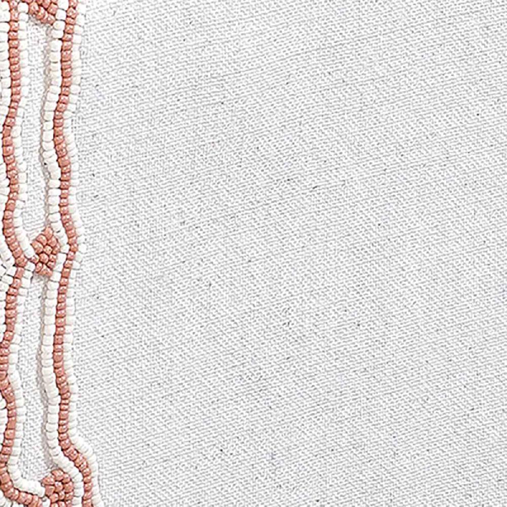 At Home Neutral Table Runner With Pink Beading Design 36x13