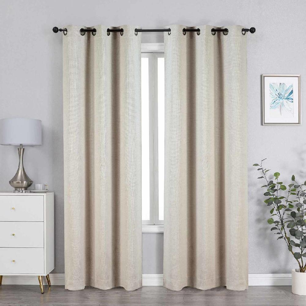 At Home Neutral Textured Jacquard Light Filtering Grommet Curtain Panel 84"